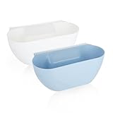 Hisdricus 2PCS Bacs à Ordures de Cuisine, Poubelle de Cuisine, Bac à Ordures Suspendu, en Matériau PP Épais, pour Table à Langer Suspendue et Collecte des Déchets de Cuisine (28x14x11cm) (Blanc/Bleu)