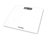 TERRAILLON - Pèse personne TSQUARE BLANC - Compact et ultra plat 26cm x 26cm-Plateau verre-Large écran LCD-Capacité 180Kg - Graduation 100g - Blanc