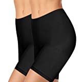 Lot de 2 Short Leggings Sport Femme sous Jupe ou Robe Anti-frottement Pantalons de Cyclisme pour Femme Legging Court sans Couture Boxer Short Sécurité (2pcs Noir, M)