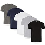 FM London (Lot de 3/5) T-Shirts pour Hommes - T-Shirts de Qualité Supérieure avec design Légèrement Ajusté - T-Shirt Super Doux en 100 % Coton, Noir, gris, blanc, marine, anthracite (5 unités), XL