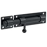 SAYAYO Verrous Loquet Porte Extérieur Loquet de Porte à Boulon Coulissant Verrou de Porte à Barillet Serrure avec Trou pour Cadenas, Finition Noir Mat en Acier Inox, EMS8000-B (Cadenas Non Compris)