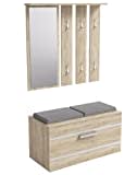 ADGO Opal Ensemble de Meubles d'entrée 3en1, armoires, miroirs et cintres et Meuble à Chaussures, Armoire compacte pour Votre entrée (Ensemble d'entrée, chêne Sonoma) (Livraison en 2 Packs)