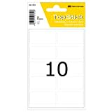 TopStick 1352 Étiquettes multi-usages (19 x 40 mm, 5 feuilles, papier, mat) auto-adhésives, autocollantes universelles permanente pour l'inscription manuelle, 50 étiquettes adhésives, blanc