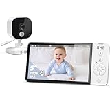 GHB Babyphone Camera 5" Camera Bebe 720P HD 5000mAh Écran IPS Zoom 4X Supporte 2 Caméras Vision Nocturne VOX Capteur de Température