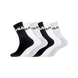 Fila Chaussettes Sport Homme Coton, Socquettes Homme, Confortable, Soft Touch (Lot de 6), Noir, Gris, Blanc, 39/42