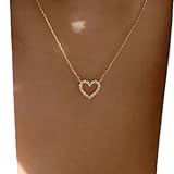 TseenYi Collier Coeur En Cristal Collier Pendentif Coeur En Cz Or Collier Coeur Boho Collier Coeur En Cristal Étincelant Collier Ras Du Cou Collier Pendentif Amour En Cristal Chaine Bijoux