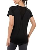 Gyabnw Tee Shirt Sport Femme T-Shirt à Manches Courtes Top Fitness Haut Yoga Pilates