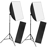 tectake 403354 Kit Studio Photo d‘Eclairage, 2 Lampes LED 18W, avec Boîte à lumière Softbox, Supports réglables, Sac de Transport Inclus