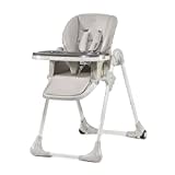 Kinderkraft YUMMY Chaise Haute , Fauteuil Enfant, Puericulture Bébé, Repas , Pliée, Avec Plateau, Repose-pieds, Réglable, Naissance, 15kg, Gris