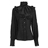 NaLatia Chemise Victorienne pour Femme Gothique Steampunk Chemisier à Volants Vintage Manches Longues Haut Blouse Chic et Élégant Renaissance Pirate Top Soirée Bal Party Printemps Été Mode