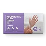 by Amazon - Gants en vinyle jetables, Taille M, lot de 100(Auparavant marque Hevea), Transparent