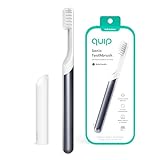 Quip Brosse à dents sonique pour adultes – Brosse à dents électrique chronométrée avec couvercle – Tête de brosse remplaçable, poils souples, poignée en métal, durée de vie de la batterie de 3 mois –