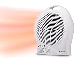 BEPER P203TER202 radiateur soufflant salle de bain, Chauffe-ventilateur, 2000W, 2 Puissances sélectionnables, Chauffe-ventilateur compact avec thermostat réglable, Mode éco et arrêt automatique, Blanc