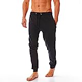 Iron Mountain IMPNT206 Pantalon de jogging écologique pour hommes en fil recyclé, bas de jogging avec des poignets, Noir, L