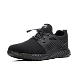 Chaussure de Securité Homme Femme Bottes Travail Chantiers Industrie Sneakers Protection Embout en Acier Basket de Sports Legere Noir-3 EU41