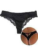 ohyeahlady Culotte Femme Sexy Chic Tanga Dentelle Coton Strings Hot Sexy Femme Culottes Shorties et Strings Grande Taille Lingerie Sexy Thongs Slips Panty Shorties Briefs(Noir Unité,XL-XXL)