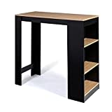 IDMarket - Table de Bar Barth 2 à 4 Personnes Bois Noir et Plateau façon hêtre