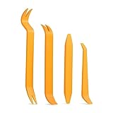 Diboniur Outil Demontage Garniture Voiture, Lot de 4 Outils Plastique Dur pour Voiture Radio Audio Garniture Intérieure Dash Tableau de Bord, orange