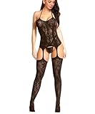 Buitifo Femmes Bas de Lingerie Bodystocking Fishnet Bodys Sexy Nuisettes (Black TGB,Taille unique)