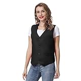 TOPTIE Unisexe Gilet de Costume avec Boutons Gilet de Couleur Unie-Noir-M