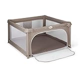 Parc pour enfant L - 120 x 120 cm - Beige - Parc de jeux pour bébé pliable avec chatière et fenêtre filet