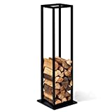 IDMarket - Range bûches Vertical Acier Noir avec étagère H.112 CM pour cheminée