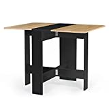 IDMarket - Table Console Pliable EDI 2-4 Personnes Bois Noir Plateau façon hêtre 103 x 76 cm