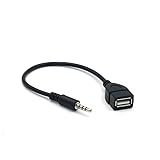 Xingdianfu Câble USB 3.5mm mâle AUX Audio Plug Jack À USB 2.0 Femelle Convertisseur Câble pour Stéréo de Voiture, GPS de Voiture, CD, DVD Audio Noir