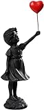 CHEYLIZI Statuette de Fille Volante en Ballon, décoration d'intérieur Art Moderne, Sculpture en résine, décoration Artisanale, Noir