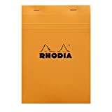 RHODIA 16200C - Bloc-Notes Agrafé N°16 Orange - A5 14,8 x 21 cm 14,8 x 21 cm - Petits Carreaux - 80 Feuillets Détachables - Papier Clairefontaine Blanc 80 g/m² - Couverture en Carte Enduite Souple