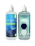 Solution multifonction pour lentilles de contact ● Format eco 400ml ● Décontamine, nettoie, rince, déprotéinise et hydrate ● Produit pour lentilles formulé avec acide hyaluronique ● Vitalens