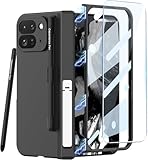 Wibrthz Coque pour Google Pixel 9 Pro Fold avec Support S Pen et Stylet, Coque Rigide PC Antichoc avec Protection de Charnière Magnétique et Béquille et Protecteur Décran Intégré(Noir)