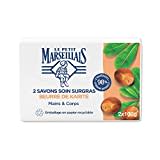 Le Petit Marseillais | Savon Soin Surgras Beurre de Karité (2 pains de 100 g) – Savon mains et corps avec 98% d'ingrédients d'origine naturelle – Emballage en papier recyclable