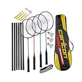 Carlton Tournament Badminton Set de Raquettes, 4 Joueurs (4 Raquettes, 3 Volants, 1 Sac, Filet et poteaux)