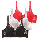 Lot de 3 Soutien Gorge avec Armature Femme Sexy, Brassière Femme Dentelle,Soutien-Gorge Femme Grandes Tailles Couleurs Pures Lingerie Française Bralette a La Mode Classique de Base Casual Bra