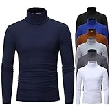 NaLatia Homme T-Shirt Thermique Manches Longues Haut Thermique Hiver Pull Chaud Maillot de Corps sous-Vêtement de Détente Chemise à Col Roulé Top Sport M-3XL