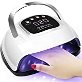 Lampe UV Ongles Gel, 220W LKE avec poignée, 4 minuteries, écran LCD HD, base amovible, machine a LED UV pour ongle Art pour tous les gels，séchoirs à ongles et lampes uv