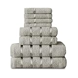 Gaveno Cavailia Luxueux Lot de 8 Boston Serviette Bale Ensemble, 100% Coton, Silver, 8Pc Bale Set