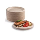 YIEN Lot de 50 assiettes en carton super rigides 100 % biodégradables et compostables, respectueuses de l'environnement, très résistantes, recyclables, parfaites pour les pique-niques (17,8 cm)