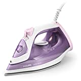 Philips Série 3000 Fer à Repasser Vapeur - 2000W, 30g/min - Effet Pressing 140g - Vapeur Verticale - Semelle SteamGlide Plus - Blanc/Violet (DST3010/30)