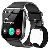 IOWODO Montre Connectée Femme Homme, Montre Appel, Appels Numérotation, 100 Modes de Sport, Écran 1.85 Pouce, Assistant Vocal, Bluetooth 5.0, pour Android/iOS（Noir）