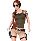 Ceinture Lara Croft Double Holster avec Pistolets, Gris, Taille unique