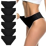 flintronic Culotte Femme Coton Doux, Elasticité Slips, Culotte Taille Basse, 6PC Culotte Femme Coton