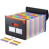 Range Document Bureau, 25 Compartments Organiseurs Trieur Document Range Papier,chemise Extensible Portable En Accordéon Avec Couverture Et Onglets Colorés Noir