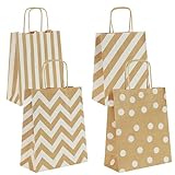 PAKNOR® Lot de 16 sacs en papier marron avec poignée - 18 x 22 x 8 cm - Sacs à provisions en papier avec poignée à cordon de serrage - Sacs cadeaux - Sacs cadeaux en papier kraft - Calendrier de