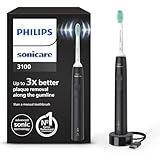 Philips Sonicare 3100, Brosse à dents électrique sonique, capteur de pression et minuterie, noir, modèle HX3671/14