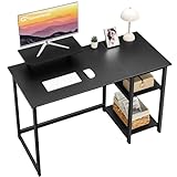 GreenForest Bureau d’Ordinateur avec Support de Moniteur, 120cm Bureau à Domicile avec étagères de Rangement Réversibles Ordinateur Portable Bureau Gaming pour Petit Bureau et Postes de Travail, Noir