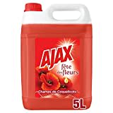 Ajax Nettoyant Ménager - Multi surfaces & Sol - Fête des Fleurs, Parfum Coquelicots - Sans rinçage - Idéal collectivités -Grand Format Bidon de 5L