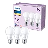 Philips pack de 3 ampoules LED E27, 60W, blanc chaud