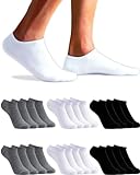 12 Paires Chaussettes Basses Homme et Femme - Socquettes Homme et Femme - Socquettes Courtes Coton Respirant (FR/ES, Numérique, 40, 46, Taille normale, Taille normale, Noir, Gris et Blanc (12 Paires))